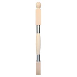 Luxe RVS en beuken hoofdbaluster eindbaluster 1135x80mm